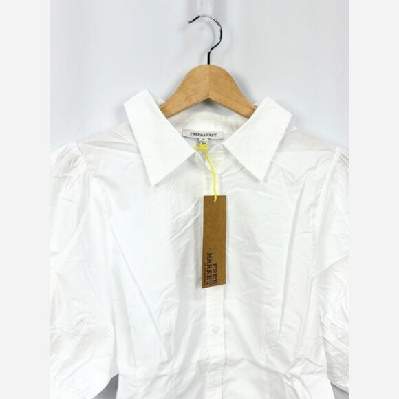 White Cotton Bishop Sleeve Blouse - Picture 8 of 9